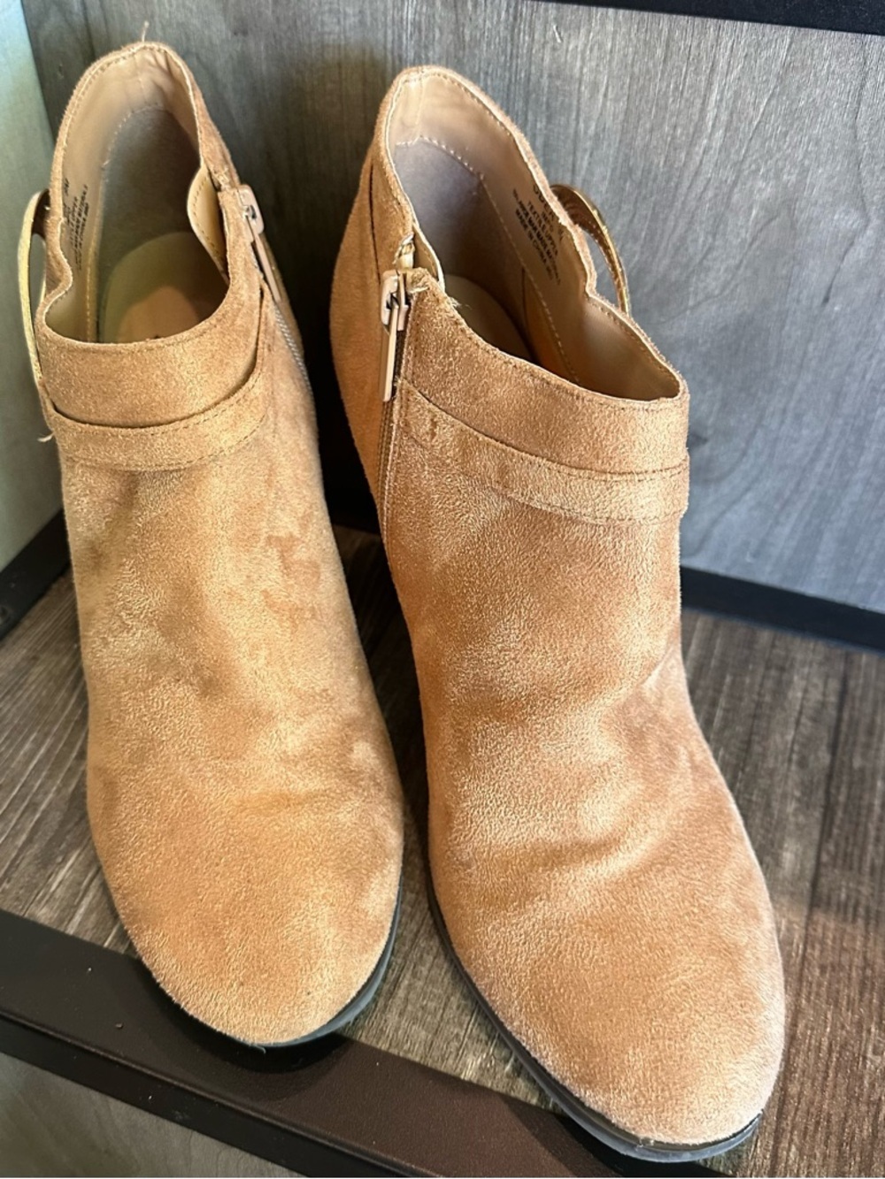 IMPO odea Camel Brushed Textile Ankle Booties with Zipper Size 9M